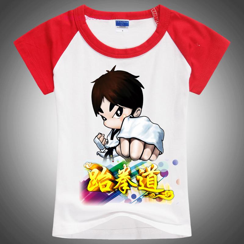 Taekwondo T-shirt custom short sleeves cotton martial arts children's summer shorts T-shirt print word speed dry road suit