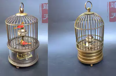 European-style retro pure copper birdcage mechanical clock Old-fashioned wind-up winding copper countertop table clock clock seat pendulum piece