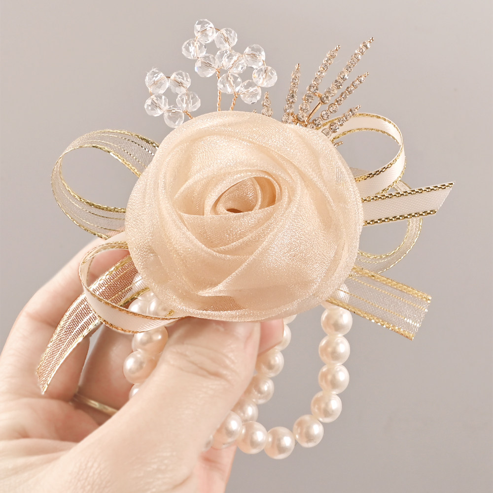 Super Fairy Bride Wedding Wrist Floral Bridesmaid Sisters Handflowers Advanced Sensoritals Fresh Hands Rings Merry Pearl Crystal-Taobao