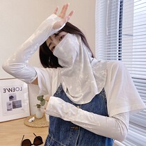 Japanese summer hanging ear mask full face shading thin style Breathable Woman Veil Sun Protection Driving Arm Cool and Ice Sleeve