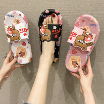 Japanese girl cool drag in summer fashion wearing cute cartoon bear room anti-slip thickness drag