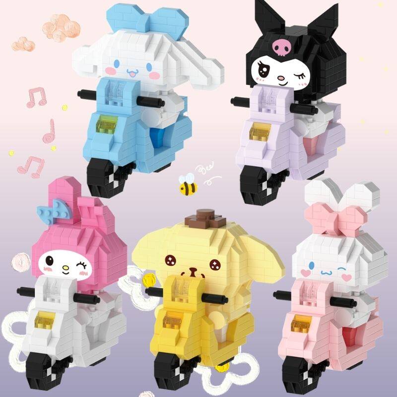 cute cartoon motorcycle building blocks educational diy toy gift for kids
