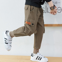 Boys work pants 2021 New spring and autumn surges Tidal Ocean Gas Children Pants Spring Models THIN WAVE HANDSOME Fashionable Fried Street