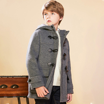 Boys woolen jacket 2021 New tide children What About the Giant Coat Autumn Winter Style Foreign Air Han Version Thickened Horn Buckle