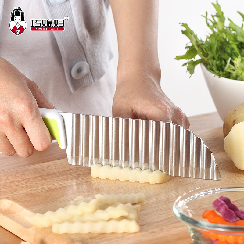 Smart wife wave knife wolf tooth potato knife stainless steel french fries cutter potato flower wave knife cut fancy knife
