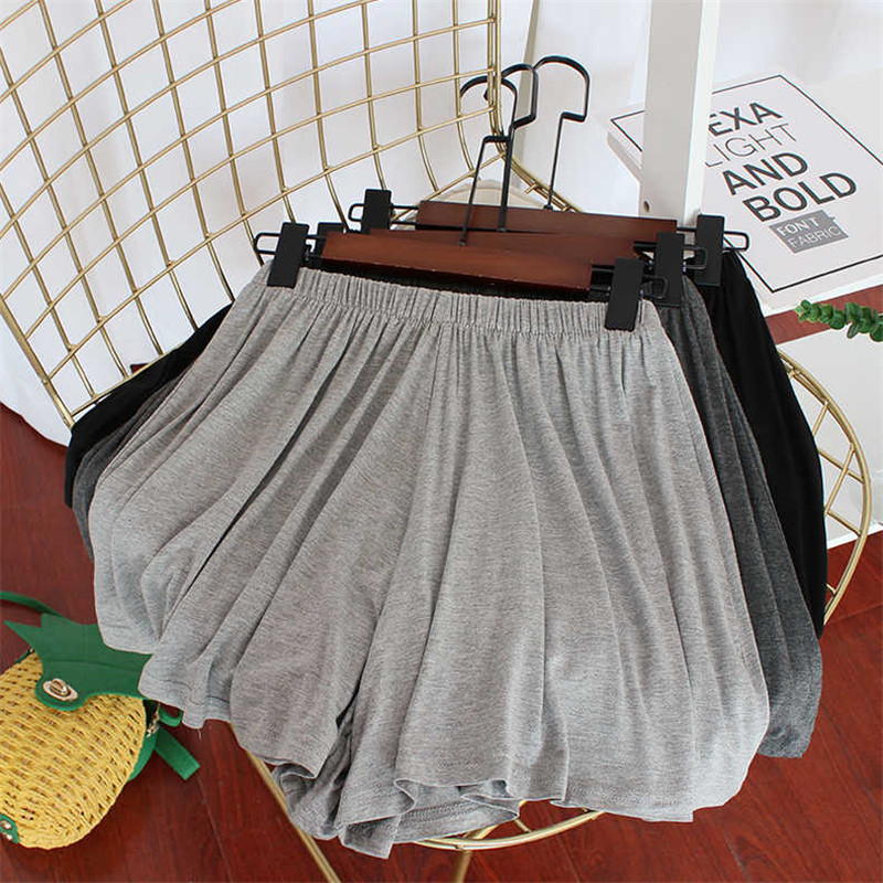 Zdm Plus Size Soft Drape Modal Shorts for Women, Thin Elastic Waist High-Waisted Loose Wide-Leg Pants Casual Skirt Pants