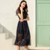 Phụ nữ Jian Duo mùa hè mới đa năng khí chất lão hóa cổ chữ V tay áo lá sen Áo dài Pháp G72198 - váy đầm