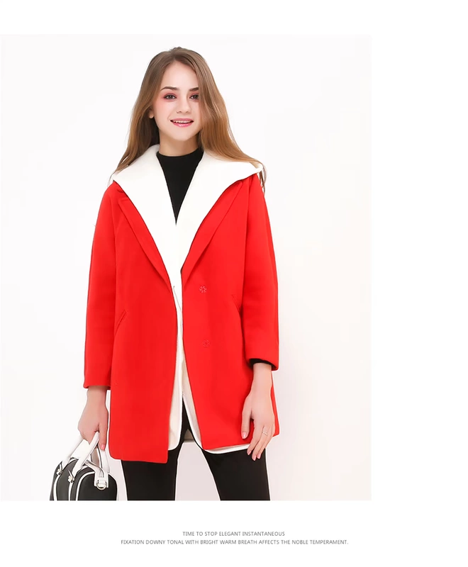 Jane hoa mùa đông thời trang mới thời trang hoang dã áo len trùm đầu áo len ấm áp áo khoác nữ E55139 - Trench Coat