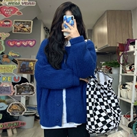 Синий свитер, в стиле Шанель, изысканный стиль