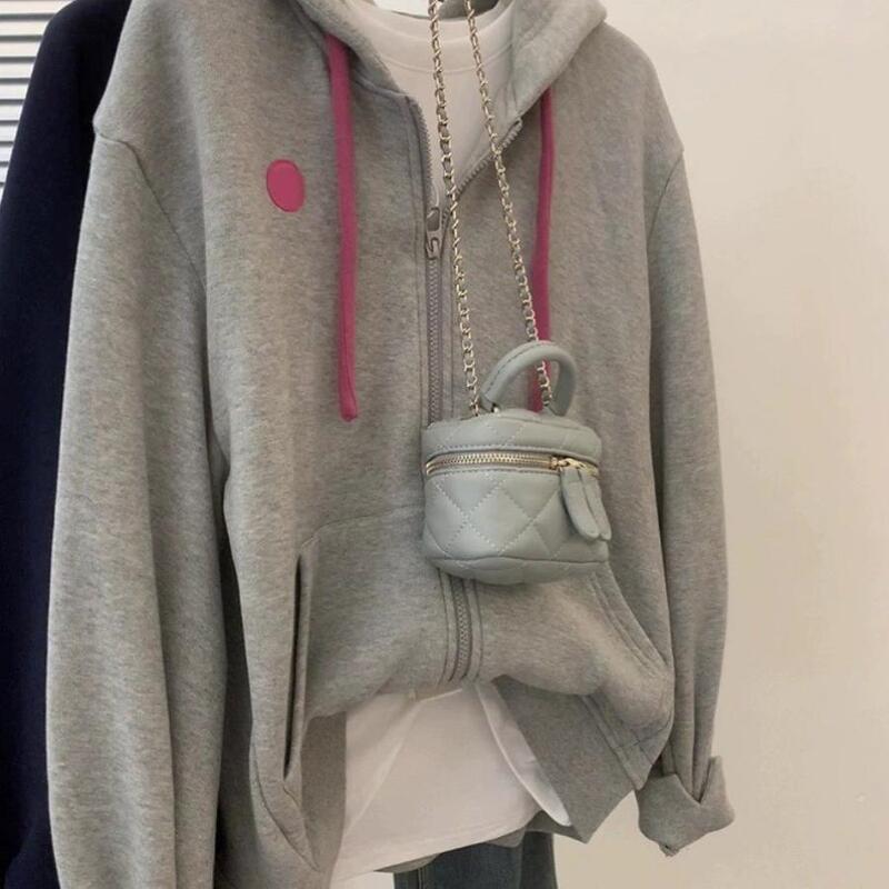 Gray Zipper Hooded Cardigan Sweatshirt Jacket for Women Spring and Autumn 2024 New Style Loose Lazy Style Hoodie Top for Autumn Gray Zipper Hooded Cardigan Sweatshirt Jacket for Women Spring and Autumn 2024 New Style Loose Lazy Style Hoodie Top for Autumn