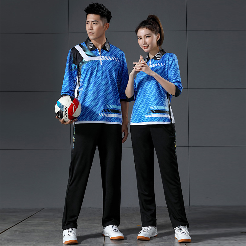 New spring and autumn long-sleeved volleyball suit suit trousers Men's and women's air volleyball suit training game uniform custom printing number
