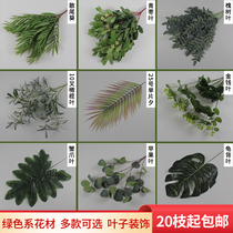 Green simulation flower decoration wedding hall flower material outdoor flower green plant beauty Chen arrangement turtle back leaf Brazil leaf wedding
