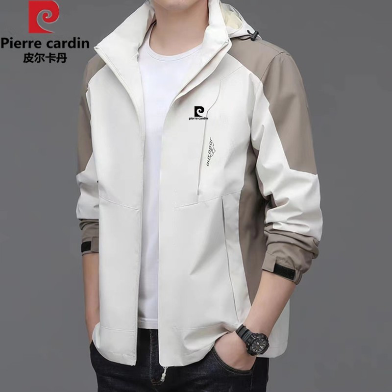 Pierre Cardin Men's Thin Jacket 2026 Spring and Autumn New Style Middle-Aged Casual Rainproof Detachable Hood Coat