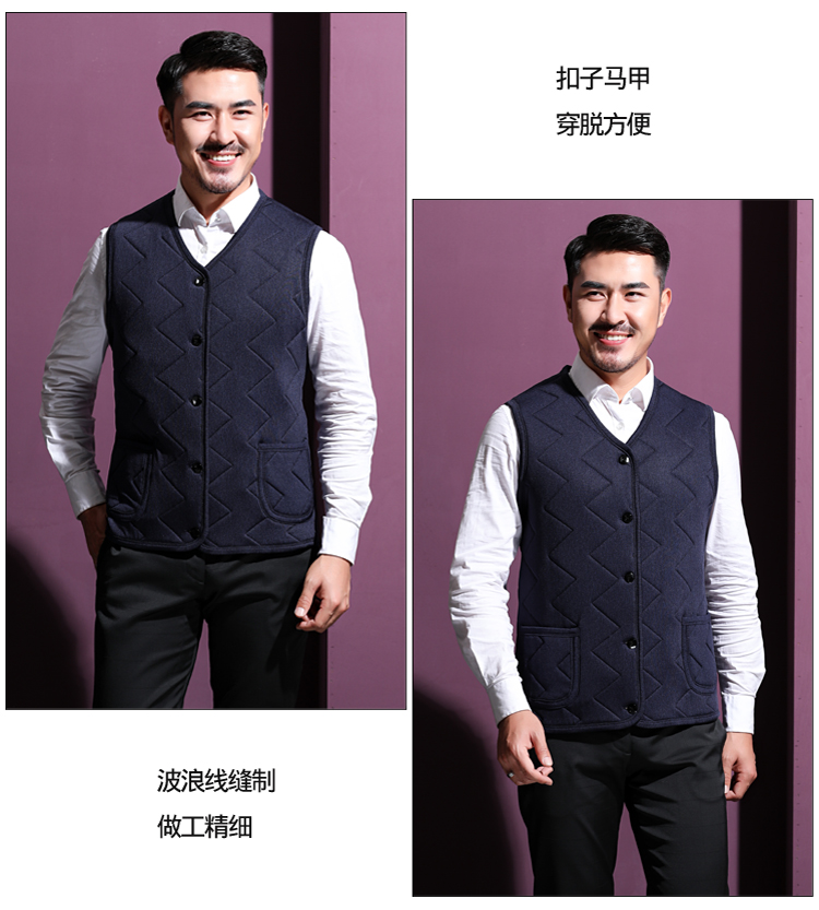 Áo vest nam size lớn mùa thu đông cộng với phân bón tăng cổ áo không tay cha dày vest vest trung niên quần thể thao