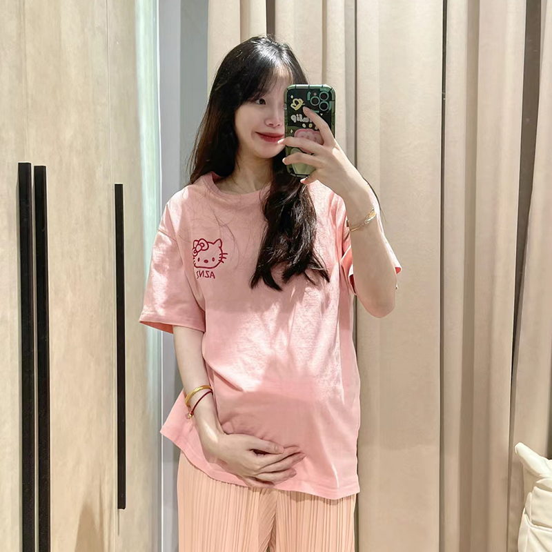Maternity Wear Summer Style 2026 New Pink Loose Short-Sleeved Pure Cotton T-Shirt Maternity Clothes Tops Summer Thin T-Shirt Maternity Wear Summer Style 2026 New Pink Loose Short-Sleeved Pure Cotton T-Shirt Maternity Clothes Tops Summer Thin T-Shirt