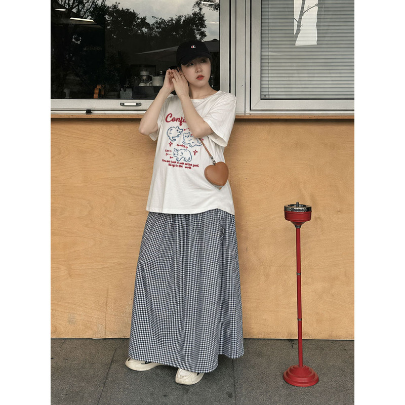 Maternity Skirt Set, Pregnancy Belly-Support Skirt, White Short-Sleeved Top, Trendy Mom Pregnancy Outfit Set, Two-Piece Set
