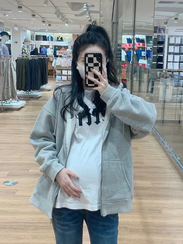 Maternity Jacket for Spring and Autumn, Fleece-Lined, Thickened, Casual, Versatile, Loose-Fitting, Hooded, Zip-Up Cardigan Sweatshirt, Maternity Autumn Wear Maternity Jacket for Spring and Autumn, Fleece-Lined, Thickened, Casual, Versatile, Loose-Fitting, Hooded, Zip-Up Cardigan Sweatshirt, Maternity Autumn Wear