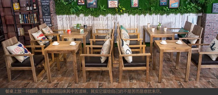 Old Elm Sofa Tea Table Cafe Bàn ghế kết hợp Retro Man Coffee Nhà hàng phương Tây Solid Wood Theme Restaurant Nội thất - FnB Furniture