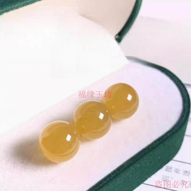 石英岩玉散珠冰种黄翡转运珠，6-13mm小圆珠DIY手链项链耳环配珠，打造你的专属幸运符！