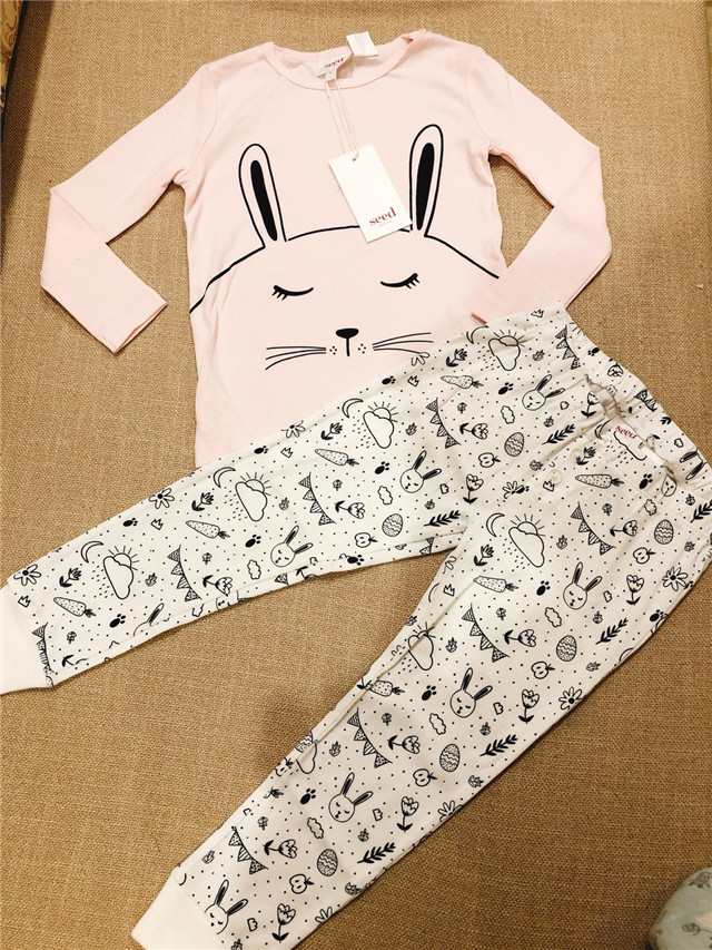 Long sleeve girl Australian seed children's rabbit pajamas suit home cotton spot air conditioning princess