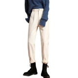 Флисовые джинсы с начесом, осенние зимние штаны, высокая талия, коллекция 2021, свободный прямой крой