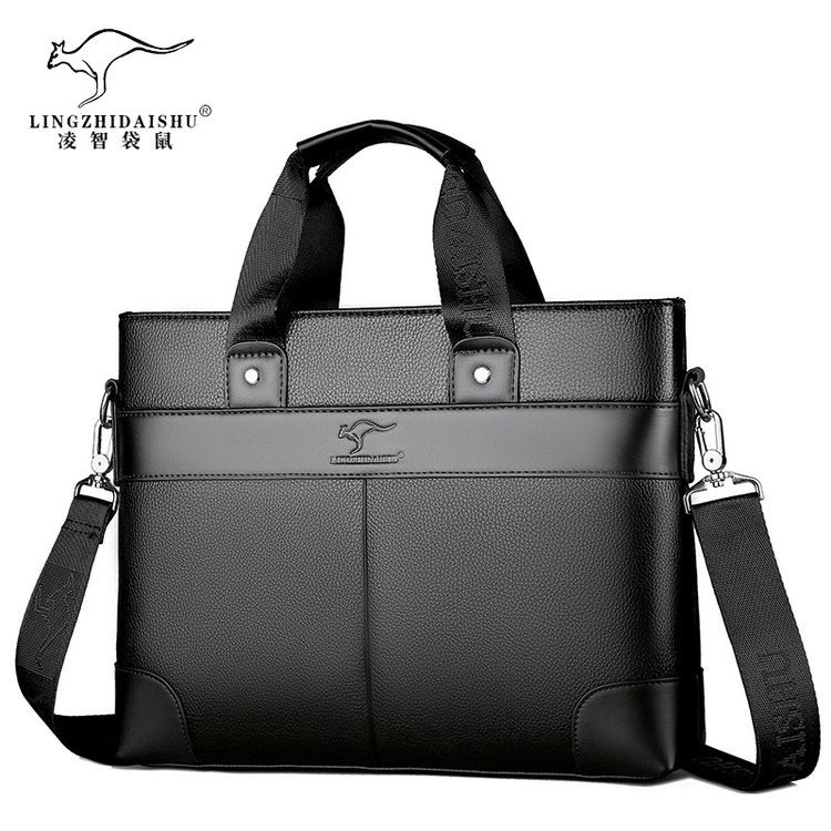 Tote bag men's business genuine leather texture briefcase simple casual shoulder bag cross-body large capacity computer bag tide