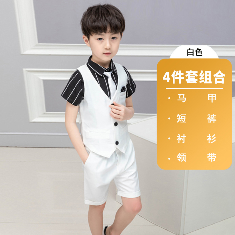 Chàng trai phù hợp với nhỏ phù hợp với mùa hè đẹp trai người Anh được ăn mặc trẻ em hoa baby trẻ em ăn mặc ba mảnh bộ.