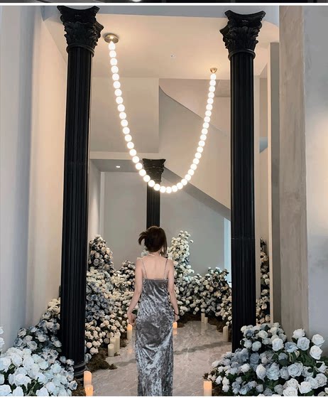 Clothing Store Pearl Necklace Chandelier Designer Style Bar Counter Cafe Exhibition Hall Model Room Window French Living Room Lamp