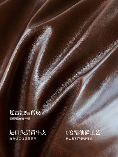 美式真皮沙发复古油蜡皮三人四人位客厅直排棕色高级感别墅家具