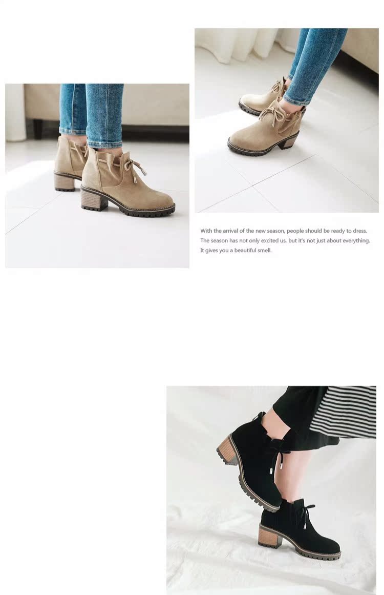 Văn học Nhật Bản Mori Mori phiên bản Hàn Quốc với một đôi bốt cao gót đế dày boot cổ ngắn