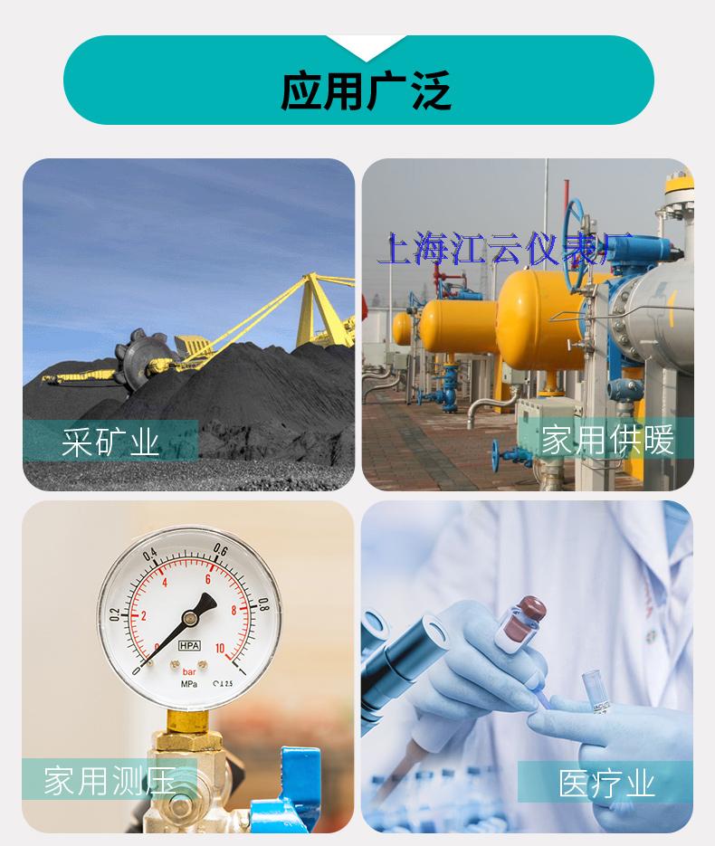 đồng hồ áp suất gas Đồng hồ đo áp suất không gỉ / nhiệt độ cao / chống ăn mòn Thượng Hải Jiangyun Y-60BFZ đồng hồ đo áp suất buồng đốt