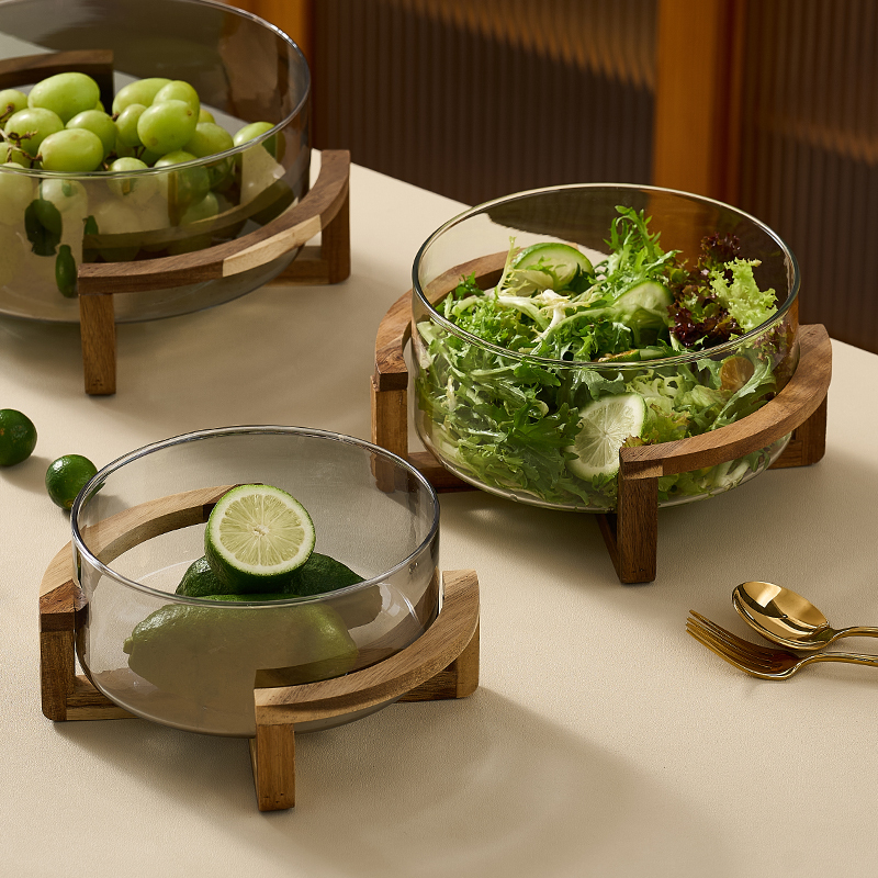 Casual Japanese-Style Glass Fruit Plate, Vegetable Salad, Buffet Cold Dish Storage, Household Snacks, Candies, Dried Fruit Plate, Table Setting