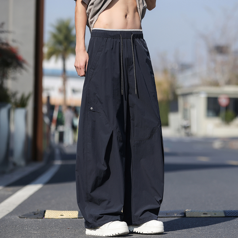 Catman Ice Silk Sports Scimitar Pants Men's Summer Thin Loose Casual Pants Cool Breathable Cargo Pants