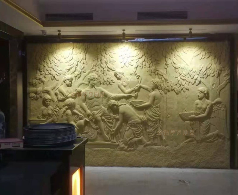 Sand relief mural European-style Apollo and Vantage mural entrance background wall decoration three-dimensional painting customization