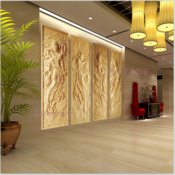 Sandstone Relief Background Wall Decoration Chinese Flying Sky Map Mural Hotel Villa Outdoor Glass Fiber Sculptures Customised
