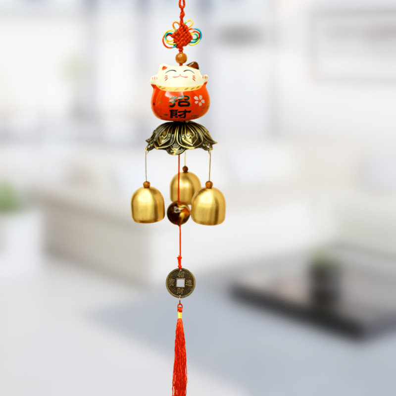 Day-style ceramic Merchants Cat Copper Wind Bell Hanging Accessories Shop Hints Bell Creative Home Bedroom Room Bell