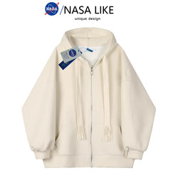 Fufu Solid Color Hooded Cardigan Fleece Sweatshirt for Men and Women, Autumn and Winter Couple Wear, Loose and Lazy Style Thin Coat