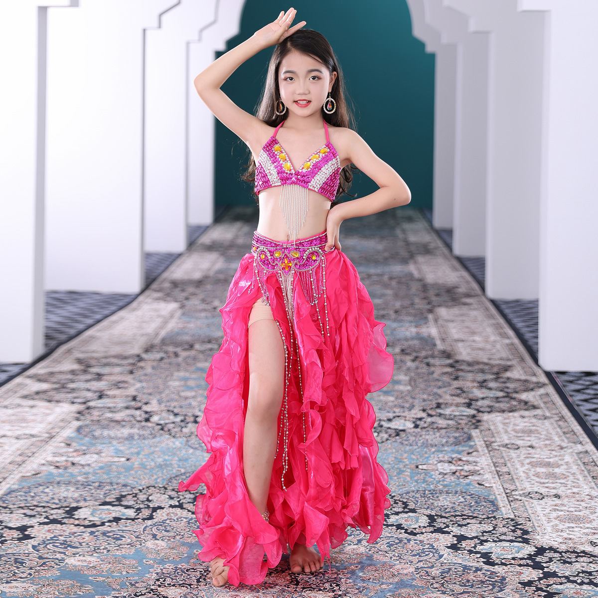 Dancer's new children's performance clothing Children's belly dance suit new children's performance dance suit 832#-Taobao