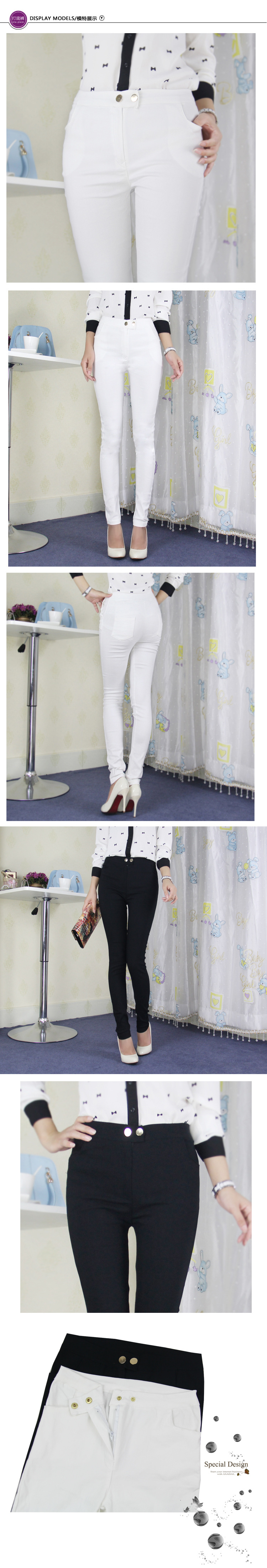 Quần legging cạp cao mùa xuân và mùa hè Người mẫu chân mỏng Người phụ nữ nhỏ bé co giãn 9 chiếc quần bút chì đen cộng với nhung quần áo