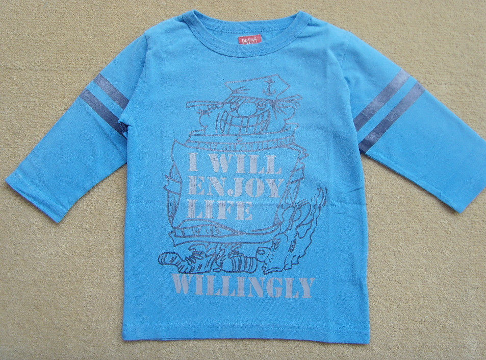 External trade original export Japanese boy six - point long - sleeve T - shirt pure cotton blouse and wash old