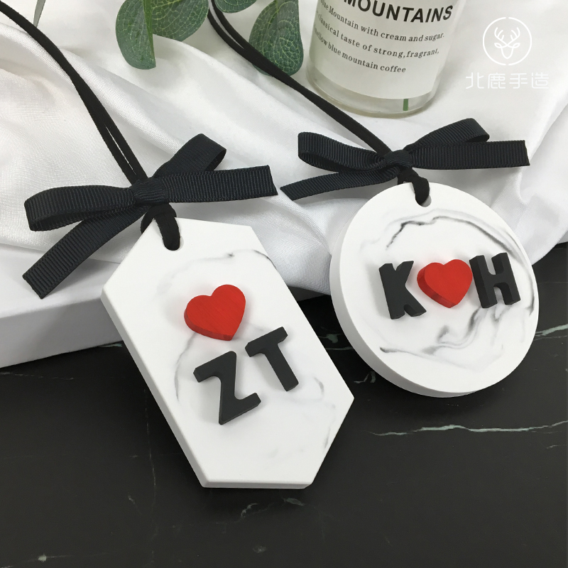 Professional Custom Enterprise Trademark logo Marriage Celebration Lovers Auto Incense rear Mirror Pendant Creative Decoration Expanded and Fragrant Stones
