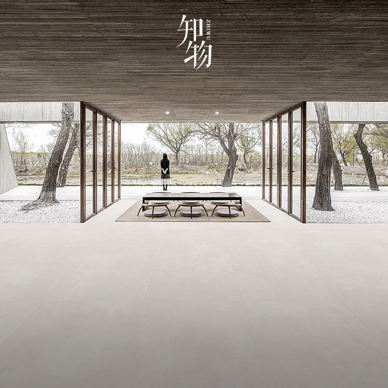 Wabi-sabi micro-cement large slab tile 900 1800 living room simple slate floor tile powder room wall tile low saturation