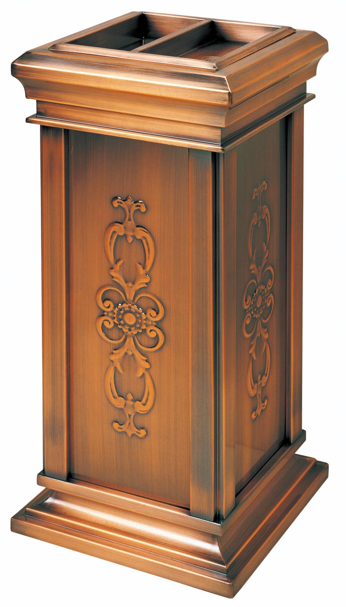 Luxury pressed stainless steel paste - plated copper royal soot trash bin Hotel trash bin