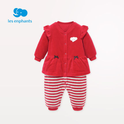 丽婴房童装男宝宝冬装连体衣女宝宝天鹅绒爬爬