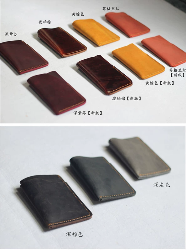 Handmade da nhỏ thẻ nhỏ gói ngựa điên da siêu mỏng tài liệu bộ retro nam thẻ da đặt ví tiền xu nhỏ