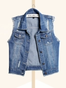 Mùa xuân và mùa thu Hàn Quốc của áo vest ngắn tay mỏng denim áo vest nữ vest mới bên ngoài áo khoác thủy triều