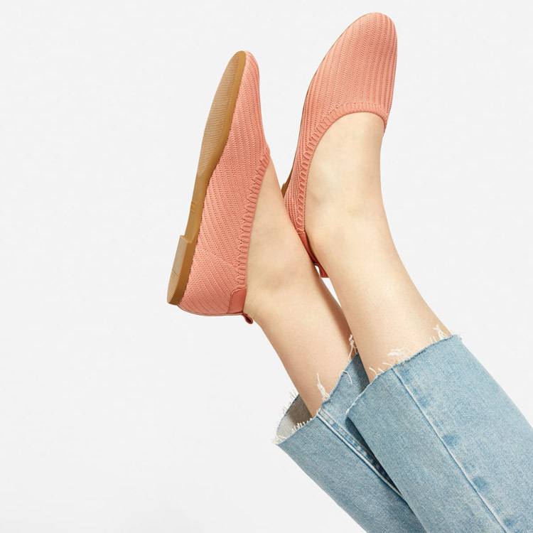 Everlane Spring and Summer Flats-Soled Granny Shoes for Women New Style Shallow Mouth Knitted Casual Shoes Soft-Soled Women's Maternity Shoes