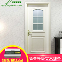 Toilet door solid wood glass door toilet door Kitchen Door Green Rain Sixuan Custom Door Solid Wood Composite Baking Varnish