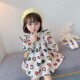 Girls printed long-sleeved foreign style dress 2023 new autumn clothes baby small fresh children's princess skirt lady