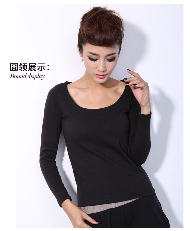 Winter Plus nhung dày áo sơ mi cổ áo siêu mỏng cổ áo phụ nữ ấm ngọn Đồ lót vô hình lớn u vòng cổ - Áo ấm ao giu nhiet co lo nam